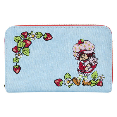 Loungefly Strawberry Shortcake Denim Plaid Zip-Around Wallet - Front