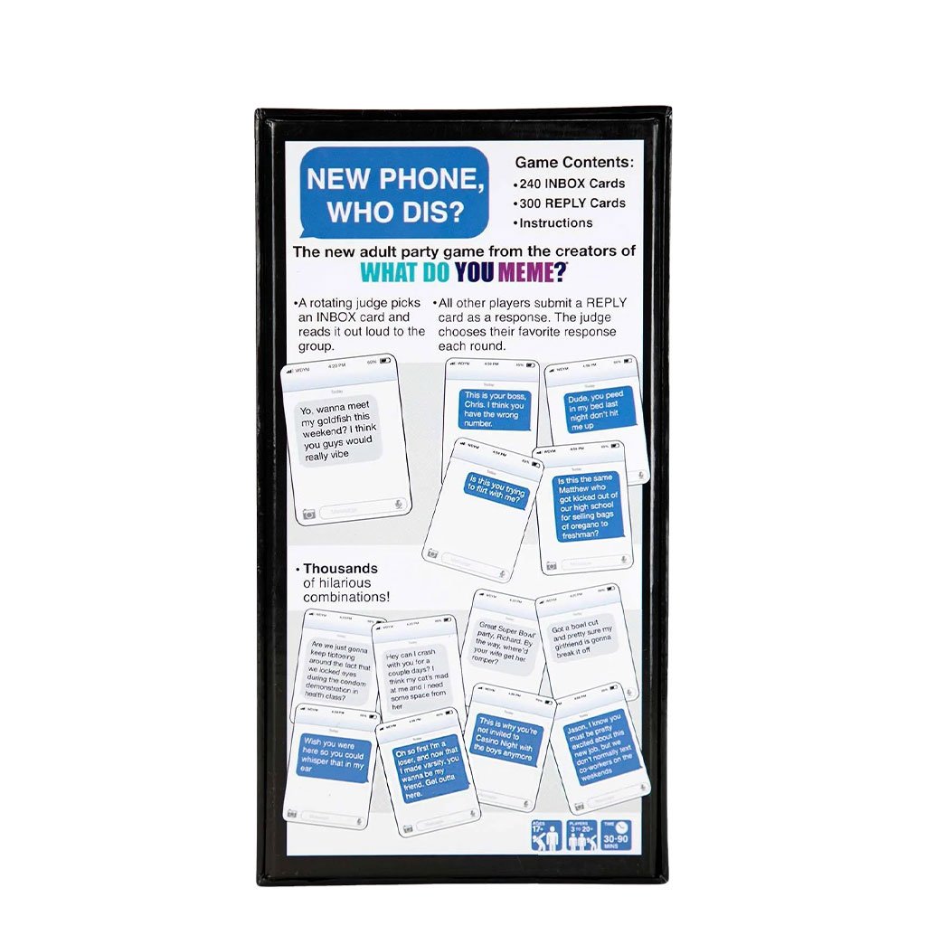 810816030302 - New Phone, Who Dis™ by WHAT DO YOU MEME® Text Message Adult Party Card Game - Back