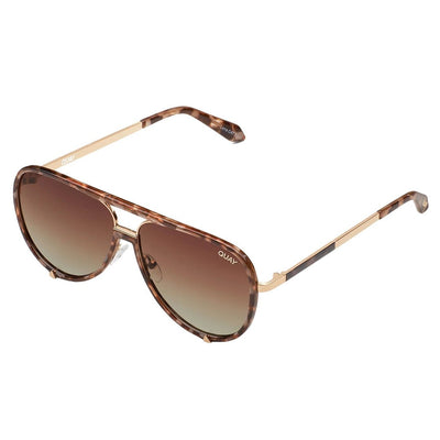 Quay Women's High Profile Luxe Aviator Sunglasses - Brown Tortoise Frame/Brown Polarized Lens - Full