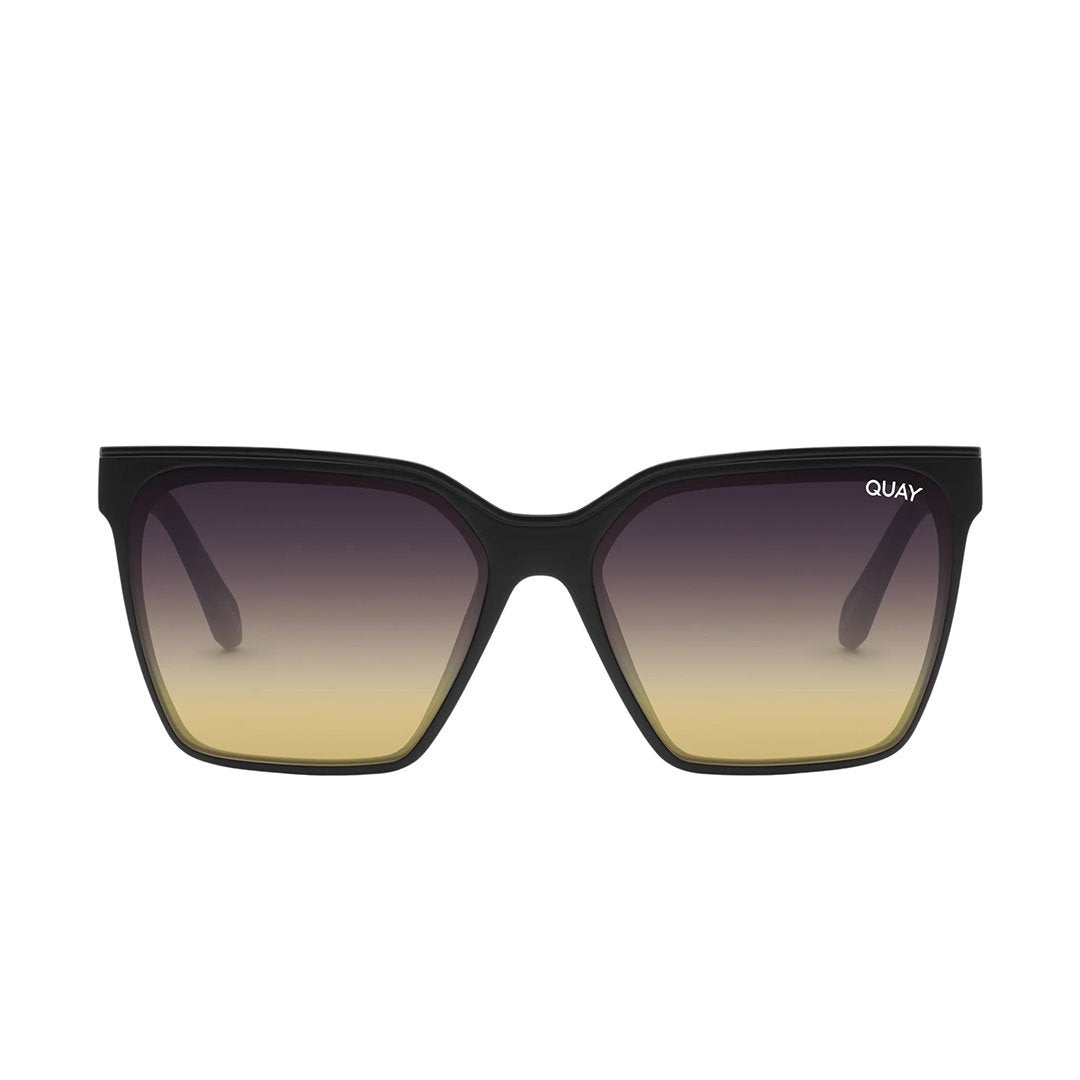 Quay Women's Level Up Square Sunglasses - Matte Black Frame / Black Gold Lens - Front