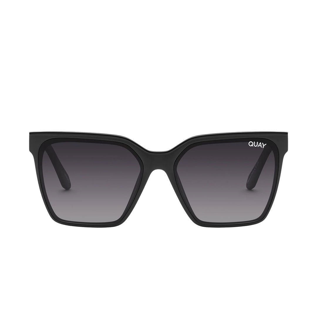 Quay Women's Level Up Square Sunglasses - Black Frame/Smoke Polarized Lens - Front