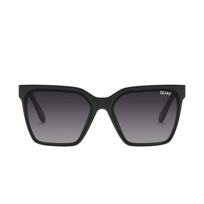 Quay Women's Level Up Square Sunglasses - Black Frame/Smoke Polarized Lens - Front