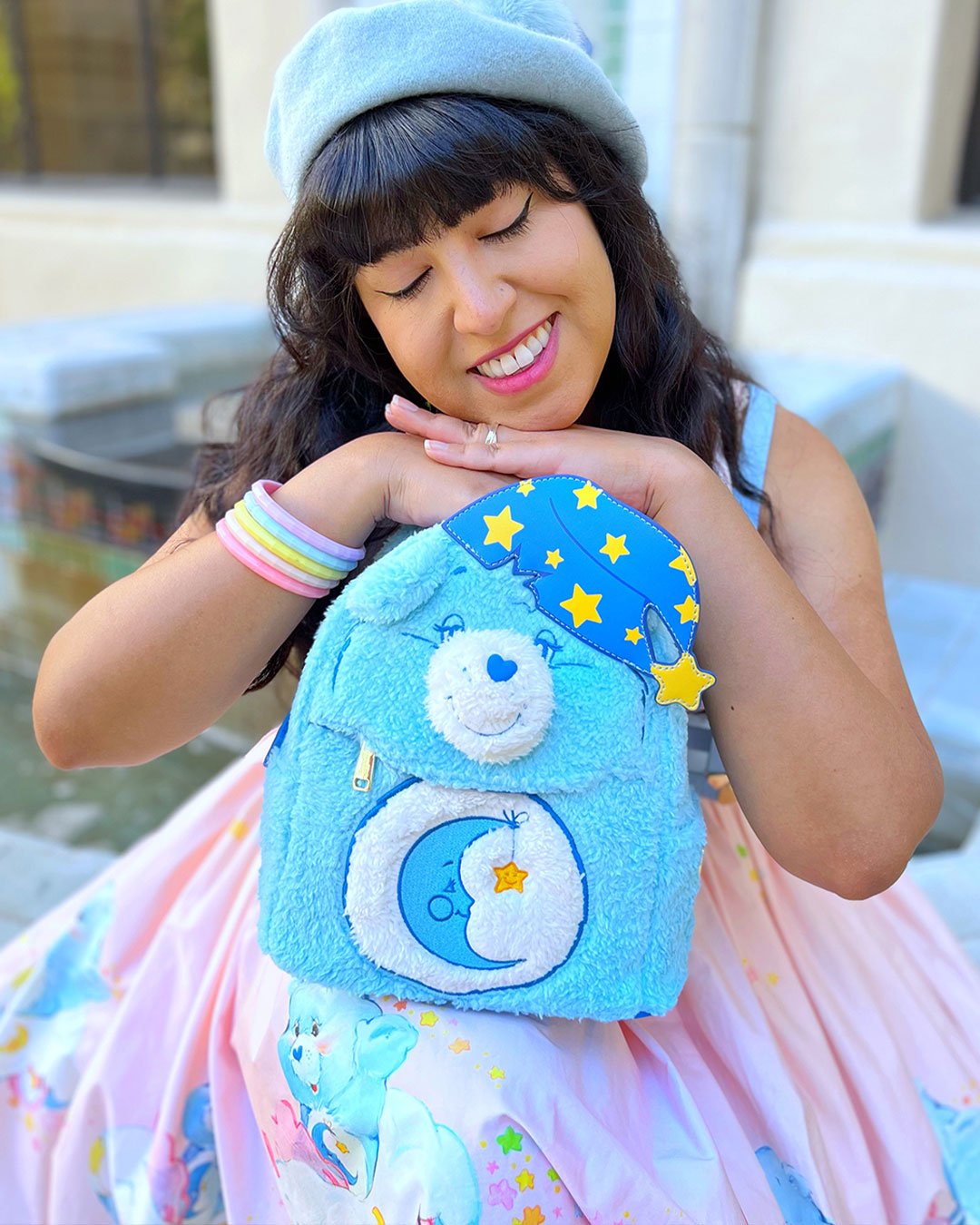 707 Street Exclusive - Loungefly Care Bears Bedtime Bear Plush Cosplay Mini Backpack - Front IRL 02