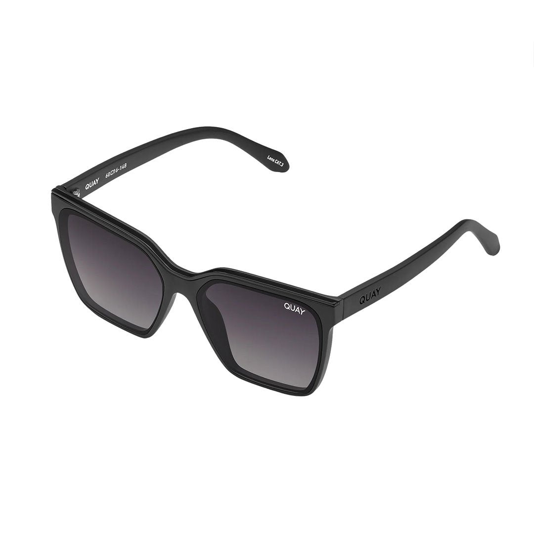 Quay Women's Level Up Square Sunglasses - Black Frame/Smoke Polarized Lens - Full