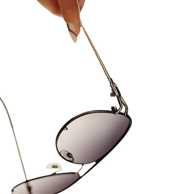 Quay Women's High Key Twist Aviator Sunglasses - Black Frame/Smoke Lens - Closeup detail