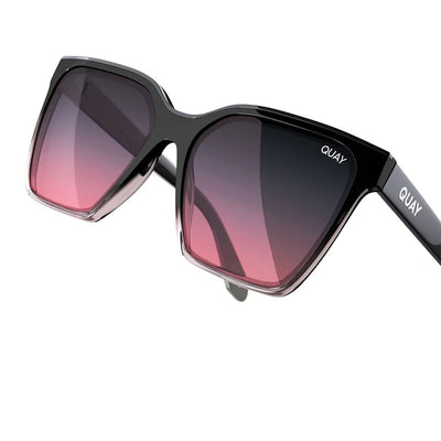 Quay Women's Level Up Square Sunglasses - Black Pink Frame/Black Pink Mirror Lens - Closeup