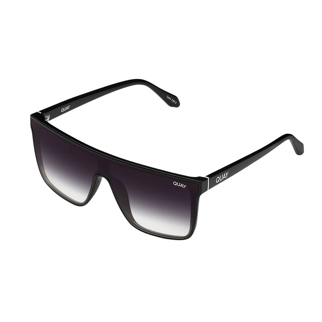 Quay Women's Nightfall Flat Top Shield Sunglasses - Black Frame/Fade Lens - Full