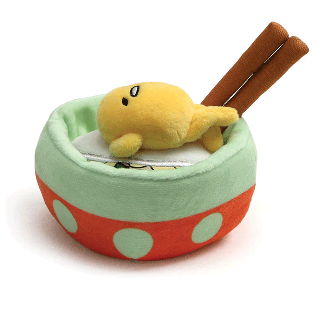GUND Sanrio Gudetama with Noodles 4.5" Plush Toy - Front of stuffed animal