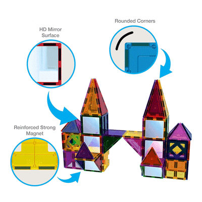 PicassoTiles 152pcs Magnetic Tiles Building Blocks Children's Play Set - Features