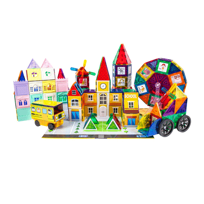 PicassoTiles 300pcs Magnetic Building Blocks 3-in-1 City Theme Children's Play Set - Example build