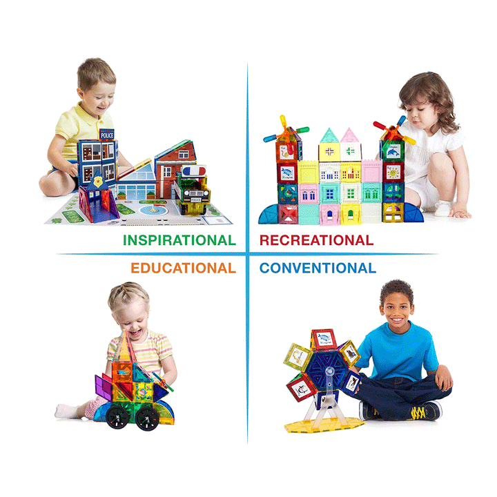 PicassoTiles 300pcs Magnetic Building Blocks 3-in-1 City Theme Children&
