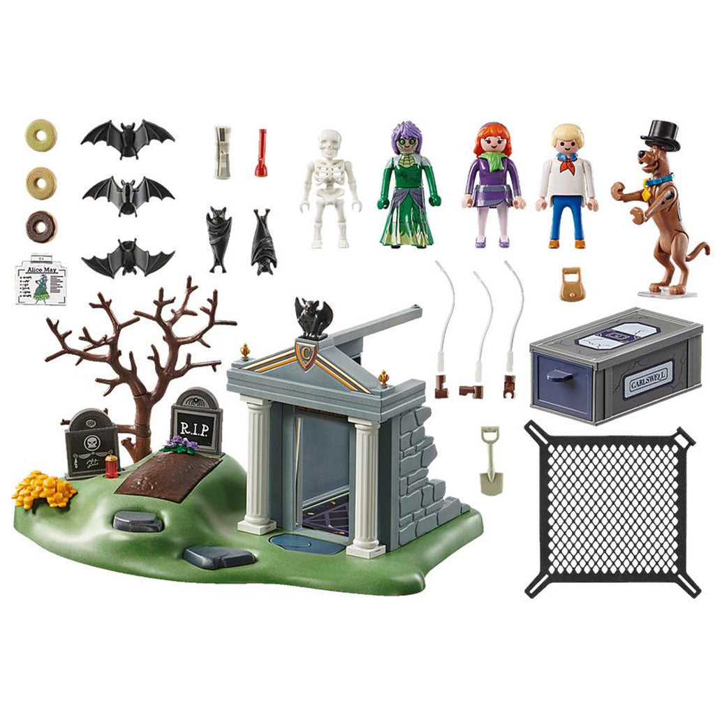 Playmobil Warner Brothers Scooby-Doo 70362 Adventure in the Cemetery Building Set - Contents