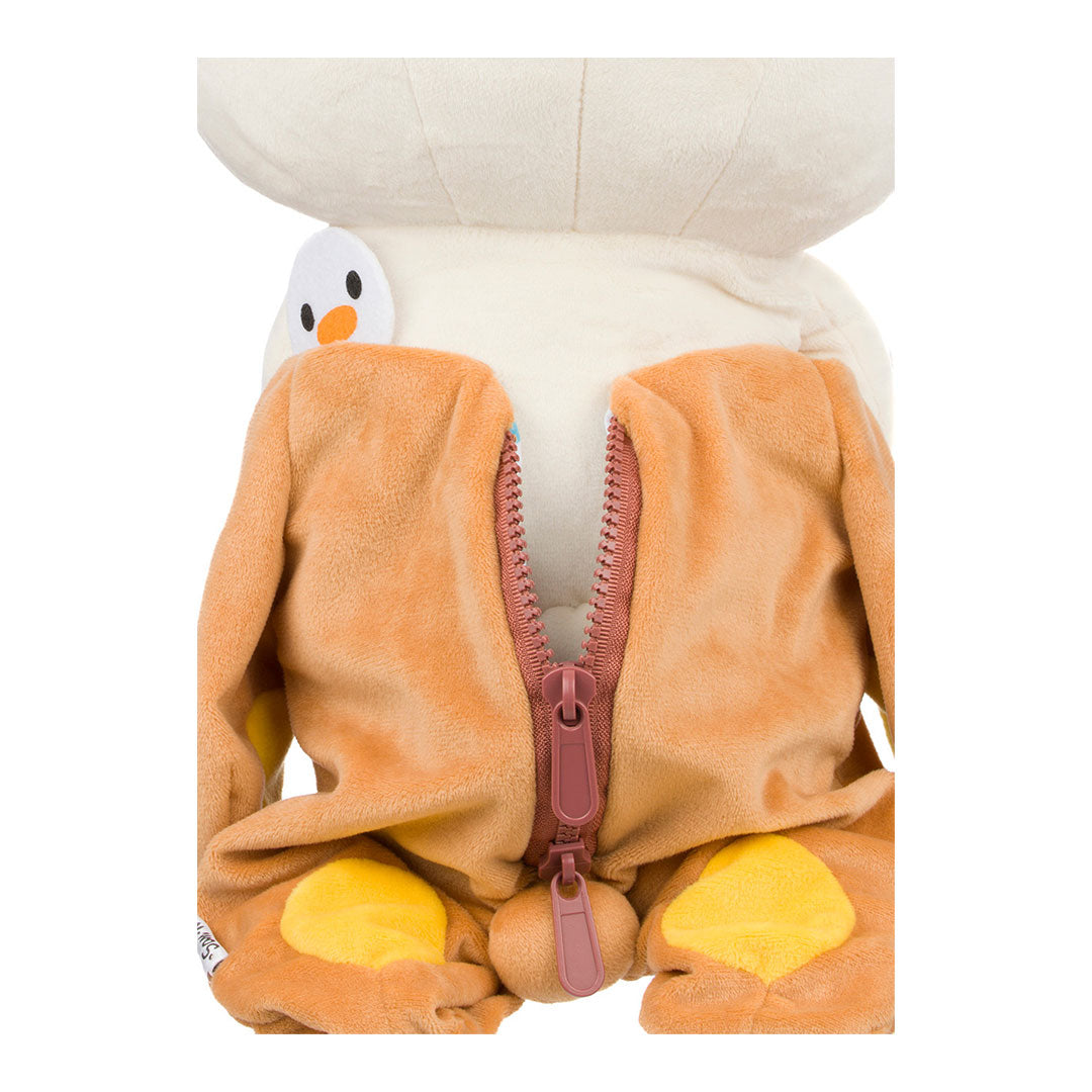 San-X Rilakkuma and Friends 13.5" Original Korilakkuma in Rilakkuma Kigurumi Costume Plush Toy - Back zipper detail
