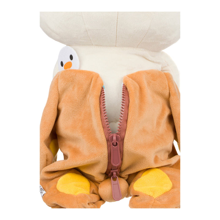 San-X Rilakkuma and Friends 13.5" Original Korilakkuma in Rilakkuma Kigurumi Costume Plush Toy - Back zipper detail