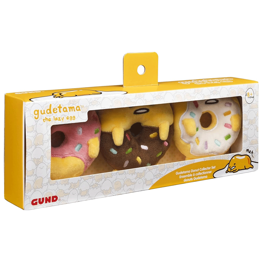 GUND Sanrio Gudetama Donut Collector Set of Three 3.5" Plush Toy - Side of stuffed animal