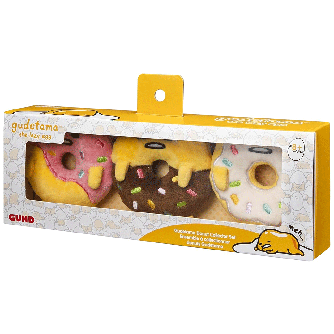 GUND Sanrio Gudetama Donut Collector Set of Three 3.5" Plush Toy - Side of stuffed animal