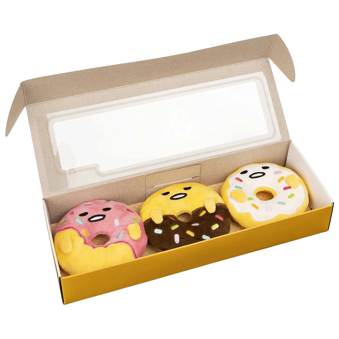 GUND Sanrio Gudetama Donut Collector Set of Three 3.5" Plush Toy - In box