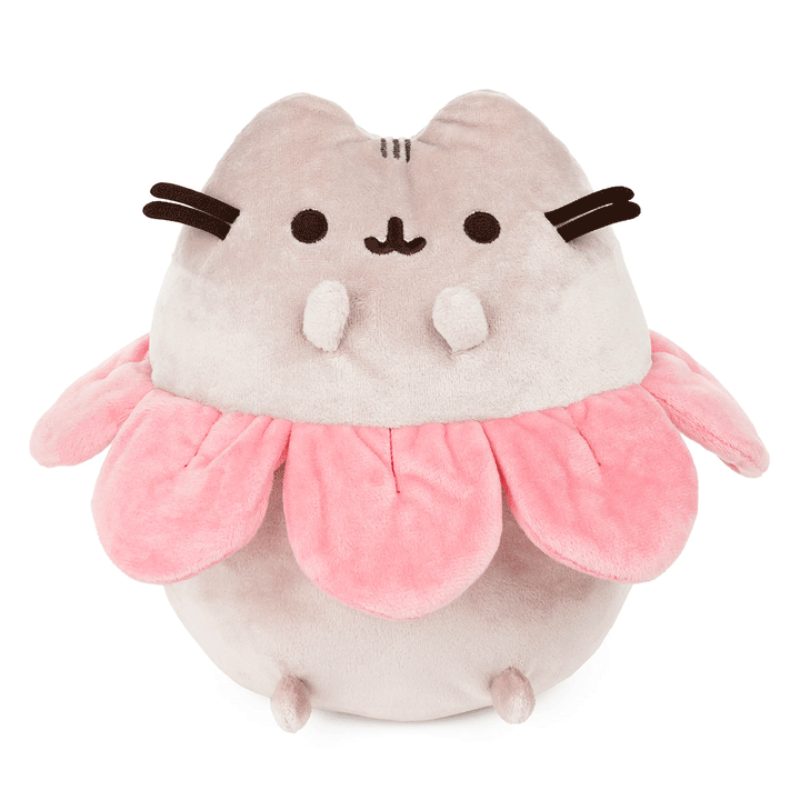 GUND Pusheen Pink Flower Petals 9.5" Plush Toy - Front of stuffed animal