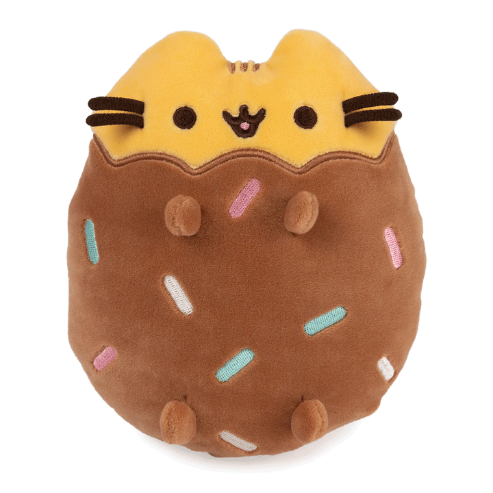 GUND Pusheen Chocolate Dipped Cookie Squisheen 6" Plush Toy - Front of stuffed animal