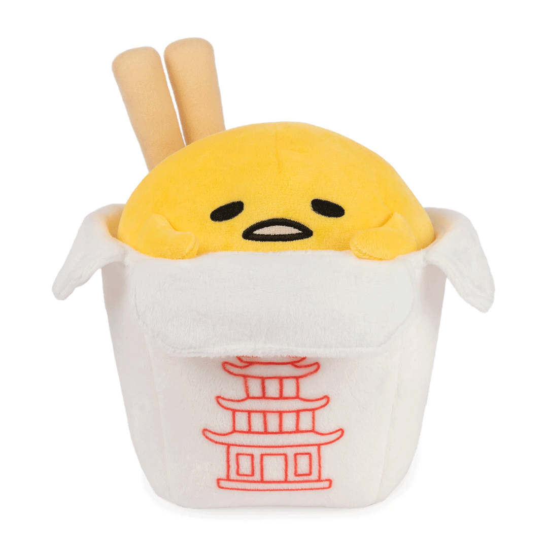 GUND Sanrio Gudetama Takeout Container 9.5" Plush Toy - Front of stuffed animal