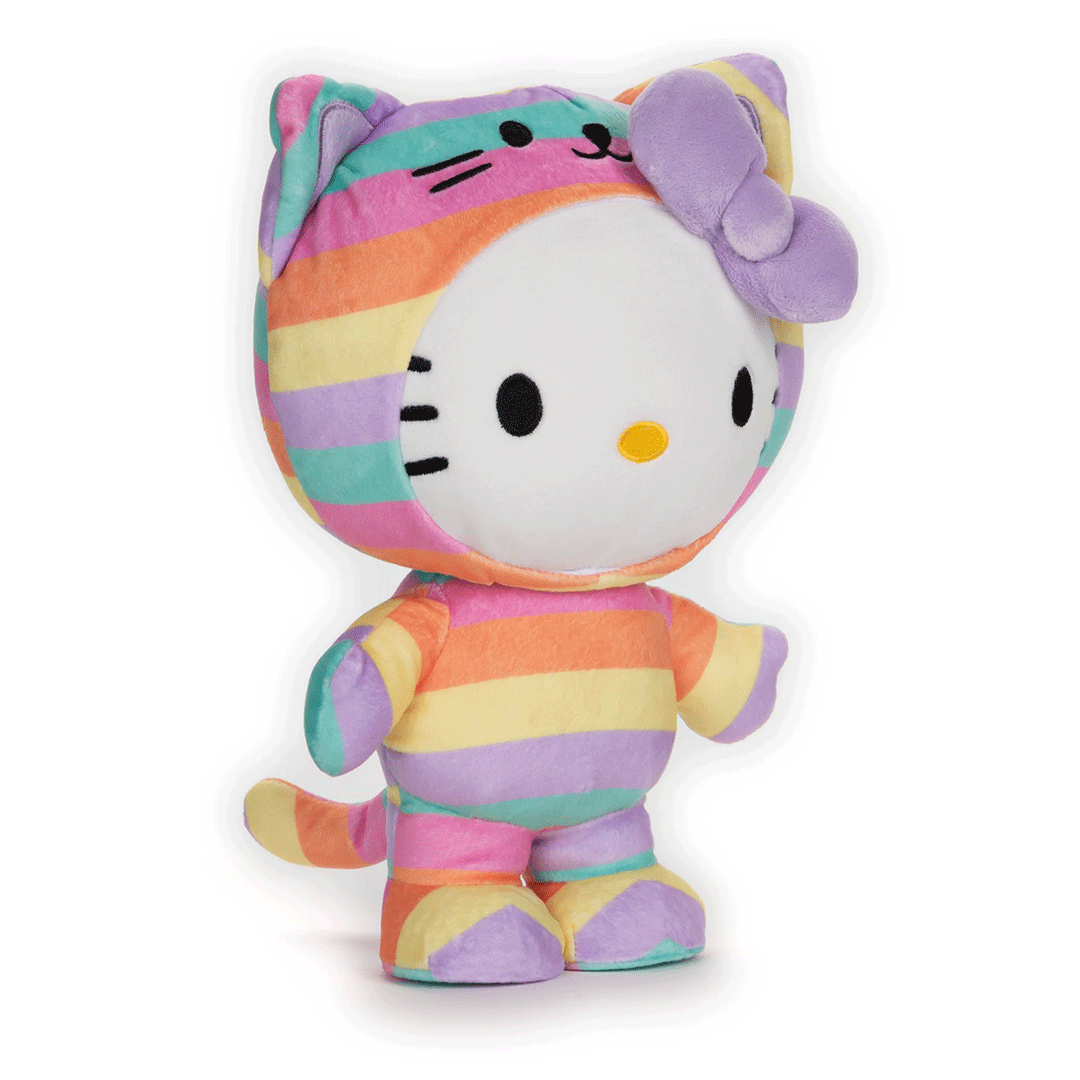 GUND Sanrio Hello Kitty in Rainbow Outfit 9.5" Plush Toy - Side of stuffed animal