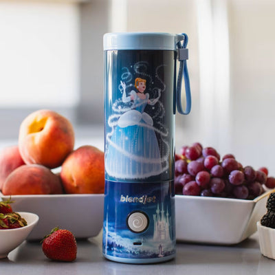 BlendJet 2 Disney Cinderella Cordless Personal Blender - Blender in Kitchen with Fruits in Background