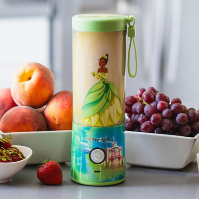 BlendJet 2 Disney Princess and the Frog Tiana Cordless Personal Blender - Blender in Kitchen With Fruits in Bowls