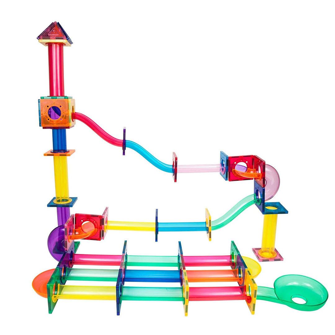 PicassoTiles 120pc Marble Run Magnetic Tile Children's Play Set - Example build