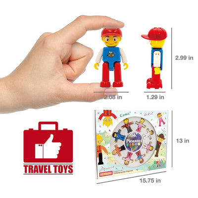 PicassoTiles 15pc Magnetic Character Figure Set - Dimensions