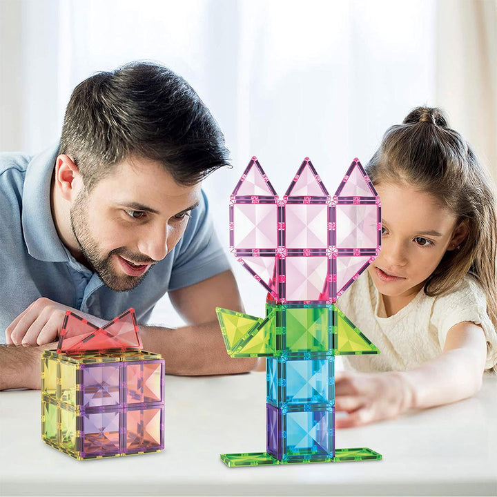 PicassoTiles 63pcs Diamond Series with 1 Car Magnetic Tiles Children&