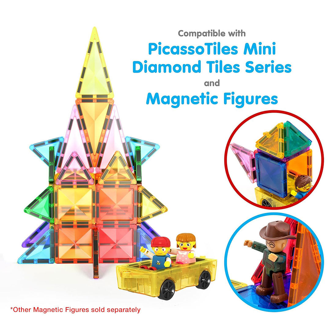 PicassoTiles 120pc Mini Diamond Series Magnetic Tiles Children's Play Set - Compatibility and example build