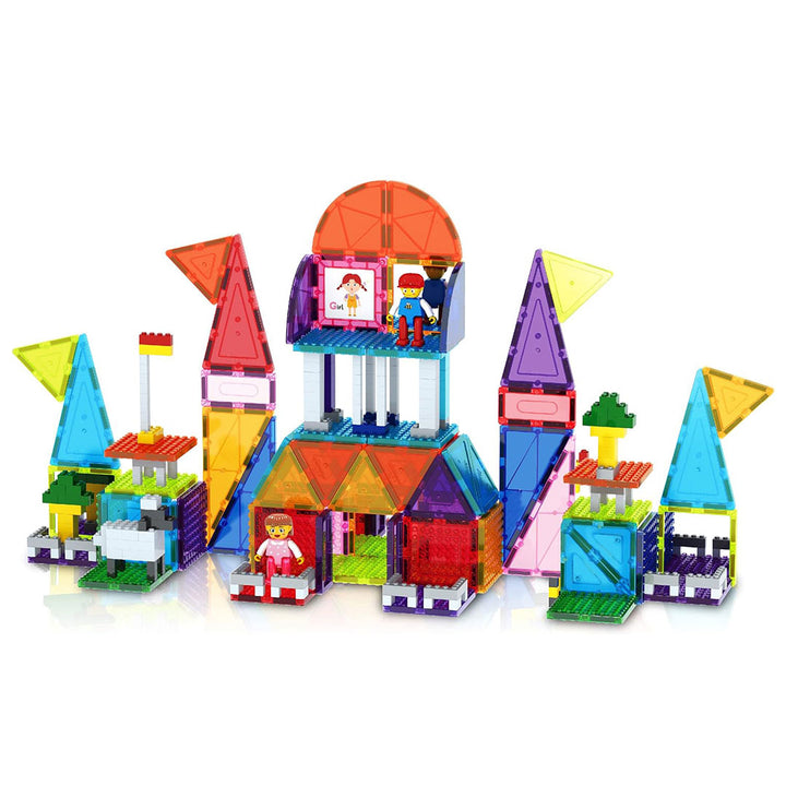 PicassoTiles 333pc Magnetic Tiles and Bricks Combo Children&