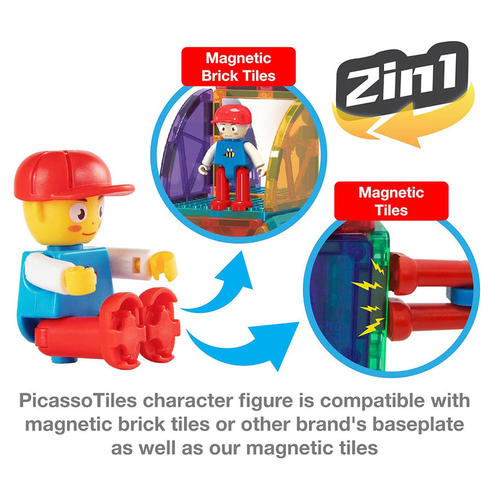 PicassoTiles 333pc Magnetic Tiles and Bricks Combo Children&