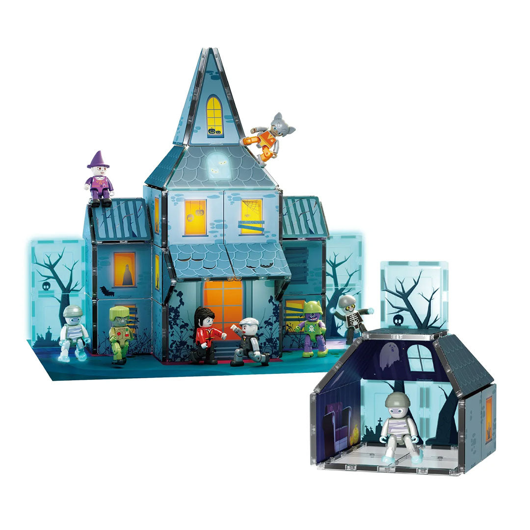 PicassoTiles 57pc Haunted House Magnetic Tiles Children's Play Set - Full set