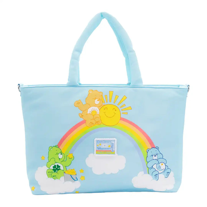 Whatever Makes You Happy Care Bears and Clouds Quilted Nylon Tote Bag