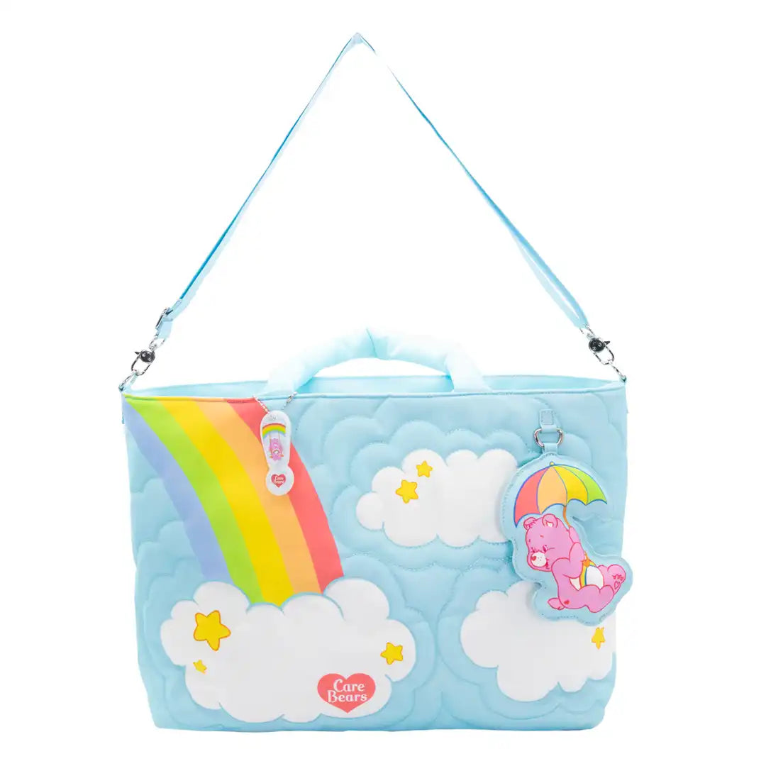 Whatever Makes You Happy Care Bears and Clouds Quilted Nylon Tote Bag