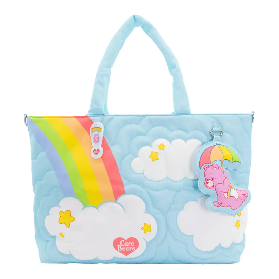 Whatever Makes You Happy Care Bears and Clouds Quilted Nylon Tote Bag