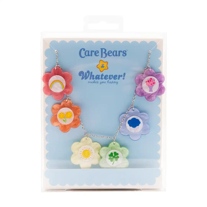 Whatever Makes You Happy Care Bears Flower Belly Badges Acrylic Charm Necklace