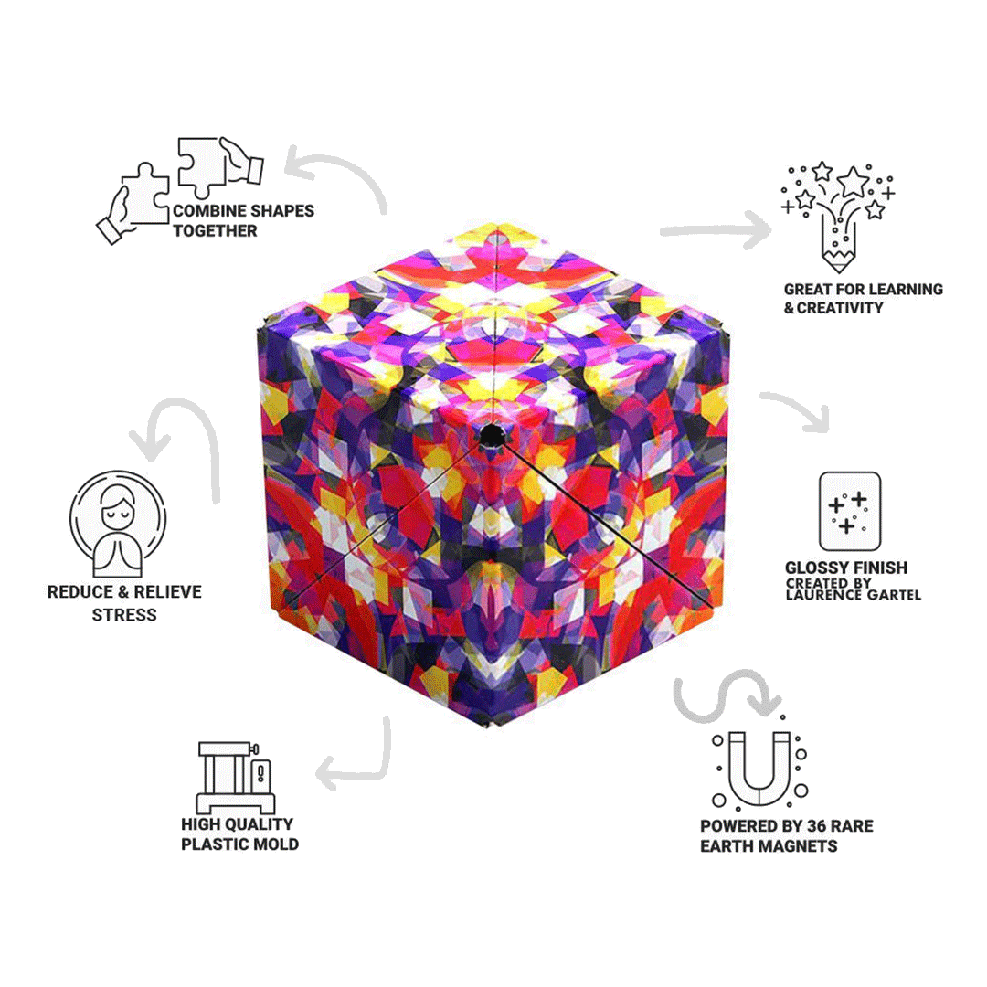 SHASHIBO Shape Shifting Fidget Cube - Laurence Gartel Art Series  - Features