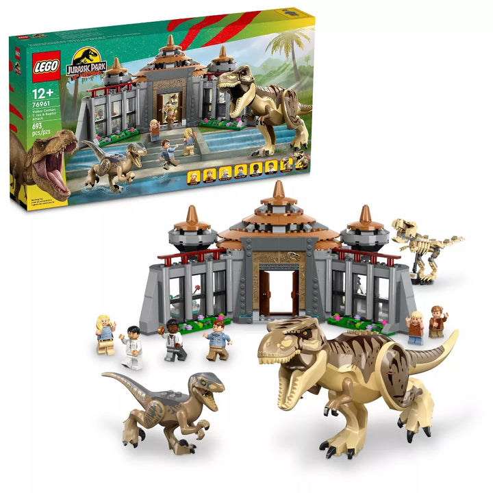 LEGO Jurassic Park Visitor Center T-Rex &amp; Raptor Attack Building Set (76961)