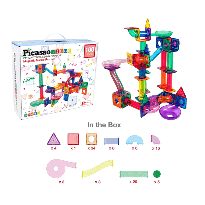 PicassoTiles 100pc Marble Run Building Blocks Children&