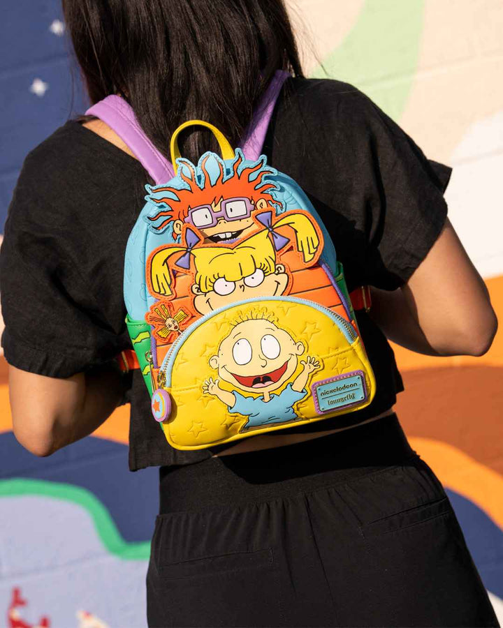 Loungefly Nickelodeon Rugrats Glow In The Dark Tommy, Chuckie, and Angelica Triple Pocket Mini Backpack - 707 Street Exclusive