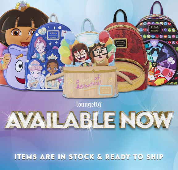 New Loungefly Collection is in stock and ready to ship featuring bags from your favorite fandoms like Up, Lord of the Rings, Disney Princesses, Dora the Explorer and more!