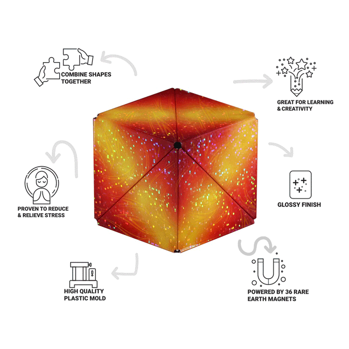 SHASHIBO Shape Shifting Fidget Cube - Holographic Series - Features