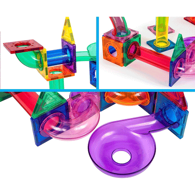 PicassoTiles 100pc Marble Run Building Blocks Children's Play Set - Close-up details