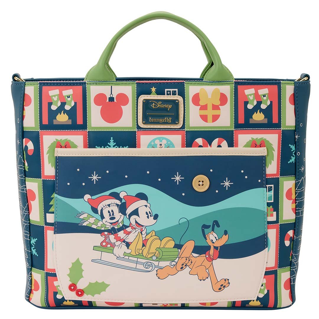 Loungefly Disney Mickey &amp; Friends Holiday Convertible Backpack &amp; Tote Crossbody Bag