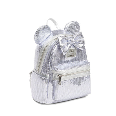 Loungefly Disney Minnie Mouse Platinum Sequin Mini Backpack - 707 Street Exclusive