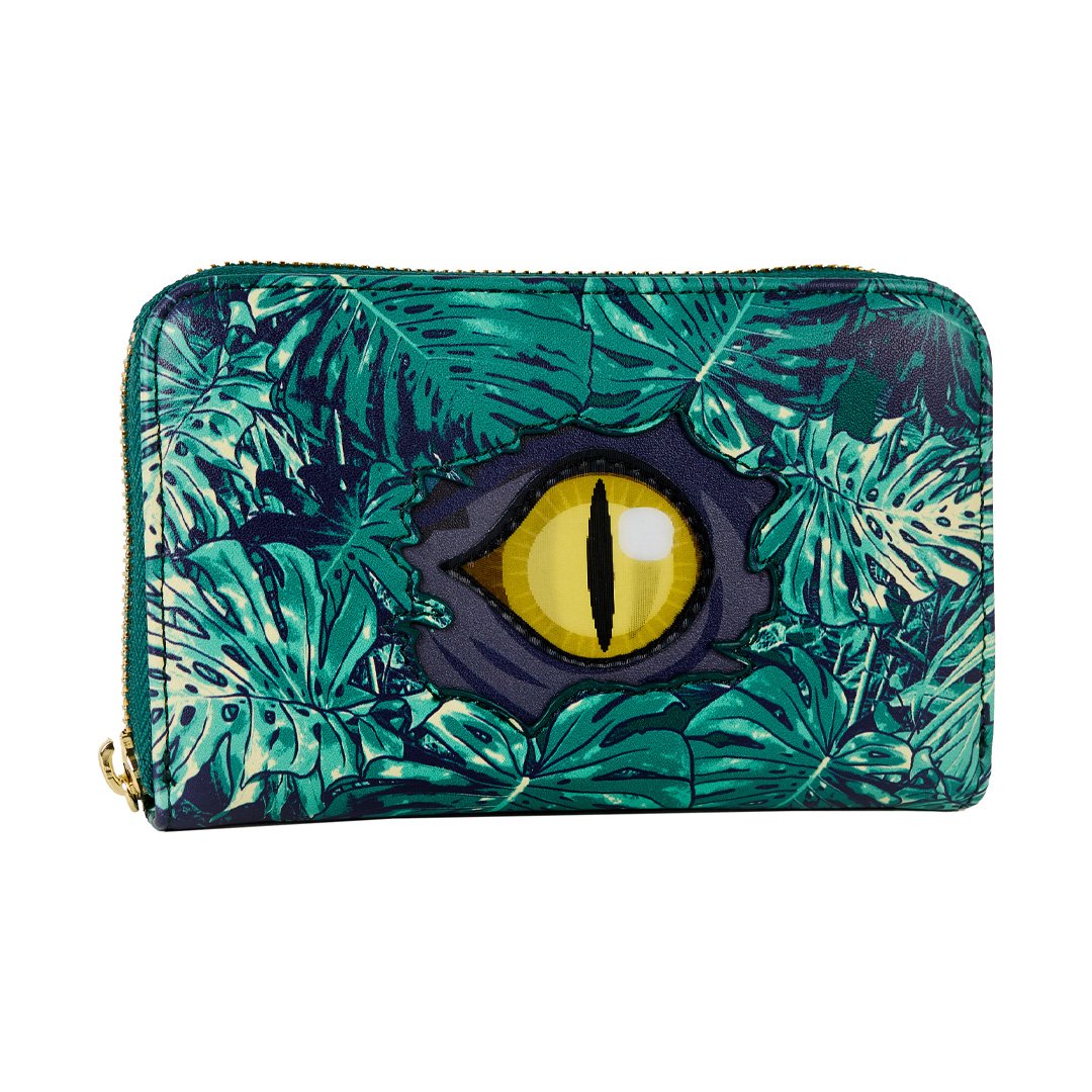 671803550384 - Loungefly Jurassic World Jungle Velociraptor Lenticular Zip Around Wallet - Front  