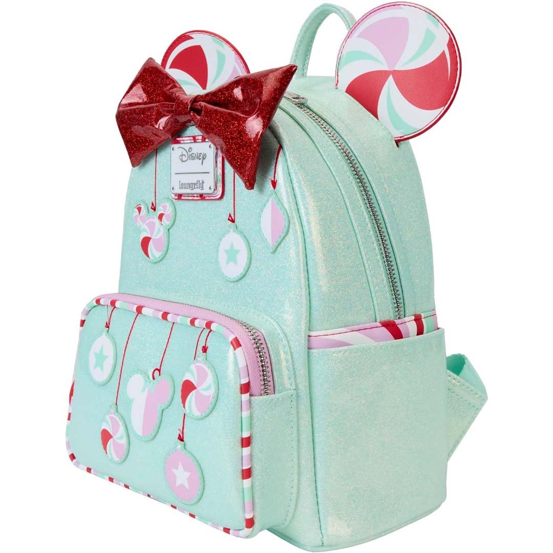 Loungefly Disney Minnie Mouse Holiday Peppermint Ornaments Mini Backpack