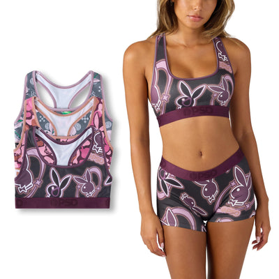 PSD Underwear Women's Playboy Tumble Sports Bra 3-Pack